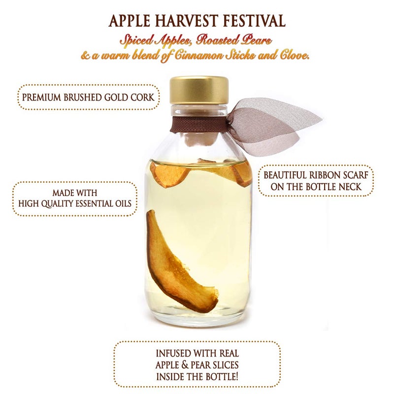 LOVSPA Reed Diffuser Set, Apple Harvest Scented Oil Diffuser with Sticks, Home Fragrance Accessories for Bathroom Shelf Decor, Aroma Diffusers for Home or Office Fall Decor, USA Made - Image 3